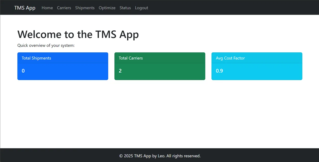 Transport Management System screenshot